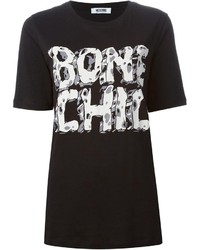 T-shirt girocollo stampata nera e bianca di Moschino