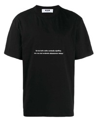 T-shirt girocollo stampata nera e bianca di MSGM
