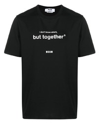 T-shirt girocollo stampata nera e bianca di MSGM