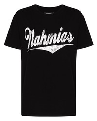 T-shirt girocollo stampata nera e bianca di Nahmias