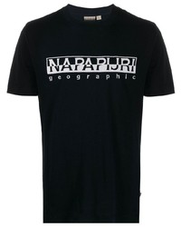 T-shirt girocollo stampata nera e bianca di Napapijri