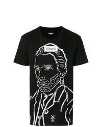 T-shirt girocollo stampata nera e bianca di Newams