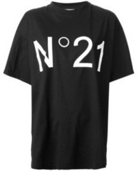 T-shirt girocollo stampata nera e bianca di No.21