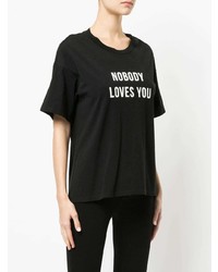 T-shirt girocollo stampata nera e bianca di Nobody Denim