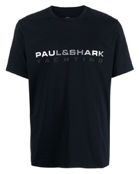 T-shirt girocollo stampata nera e bianca di Paul & Shark
