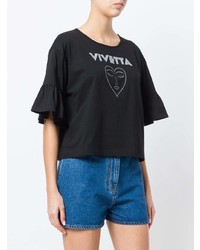 T-shirt girocollo stampata nera e bianca di Vivetta