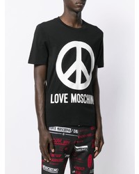 T-shirt girocollo stampata nera e bianca di Love Moschino