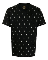 T-shirt girocollo stampata nera e bianca di Polo Ralph Lauren