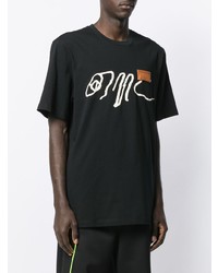 T-shirt girocollo stampata nera e bianca di Oamc