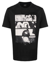 T-shirt girocollo stampata nera e bianca di PS Paul Smith