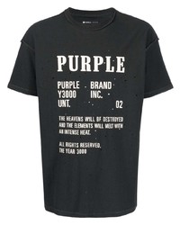 T-shirt girocollo stampata nera e bianca di purple brand