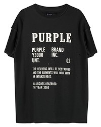 T-shirt girocollo stampata nera e bianca di purple brand