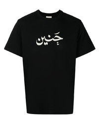 T-shirt girocollo stampata nera e bianca di Qasimi
