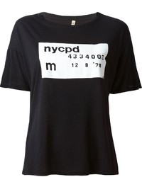 T-shirt girocollo stampata nera e bianca di R 13