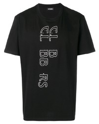 T-shirt girocollo stampata nera e bianca di Raf Simons