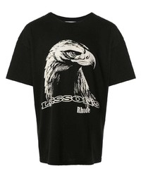 T-shirt girocollo stampata nera e bianca di Rhude