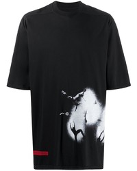 T-shirt girocollo stampata nera e bianca di Rick Owens DRKSHDW