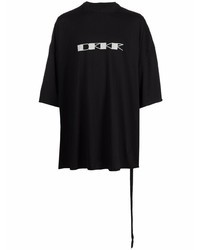 T-shirt girocollo stampata nera e bianca di Rick Owens DRKSHDW