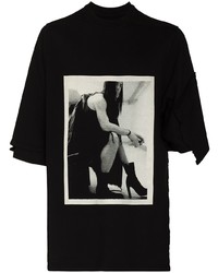 T-shirt girocollo stampata nera e bianca di Rick Owens