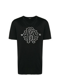 T-shirt girocollo stampata nera e bianca di Roberto Cavalli