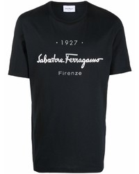 T-shirt girocollo stampata nera e bianca di Salvatore Ferragamo
