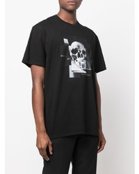 T-shirt girocollo stampata nera e bianca di Alexander McQueen