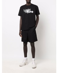 T-shirt girocollo stampata nera e bianca di Sacai
