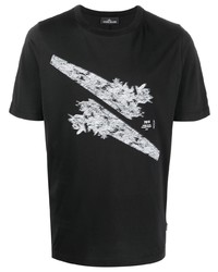T-shirt girocollo stampata nera e bianca di Stone Island Shadow Project