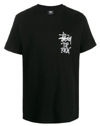 T-shirt girocollo stampata nera e bianca di Stussy