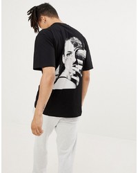 T-shirt girocollo stampata nera e bianca di Systvm
