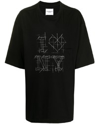 T-shirt girocollo stampata nera e bianca di Takahiromiyashita The Soloist