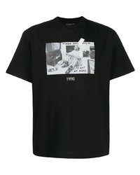 T-shirt girocollo stampata nera e bianca di Throwback.