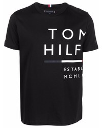 T-shirt girocollo stampata nera e bianca di Tommy Hilfiger