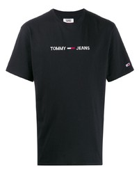 T-shirt girocollo stampata nera e bianca di Tommy Jeans