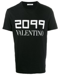 T-shirt girocollo stampata nera e bianca di Valentino