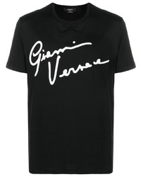 T-shirt girocollo stampata nera e bianca di Versace Collection