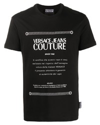 T-shirt girocollo stampata nera e bianca di VERSACE JEANS COUTURE