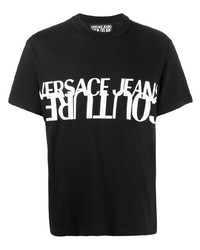 T-shirt girocollo stampata nera e bianca di VERSACE JEANS COUTURE