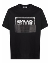 T-shirt girocollo stampata nera e bianca di VERSACE JEANS COUTURE