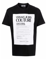 T-shirt girocollo stampata nera e bianca di VERSACE JEANS COUTURE