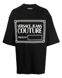 T-shirt girocollo stampata nera e bianca di VERSACE JEANS COUTURE