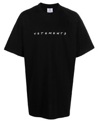 T-shirt girocollo stampata nera e bianca di Vetements