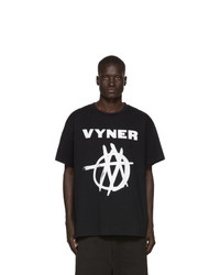 T-shirt girocollo stampata nera e bianca di Vyner Articles