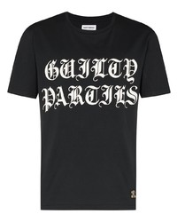 T-shirt girocollo stampata nera e bianca di Wacko Maria