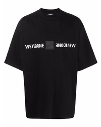 T-shirt girocollo stampata nera e bianca di We11done