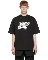 T-shirt girocollo stampata nera e bianca di We11done