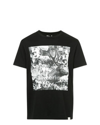 T-shirt girocollo stampata nera e bianca di White Mountaineering