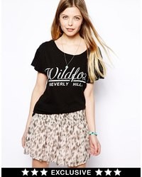 T-shirt girocollo stampata nera e bianca di Wildfox Couture