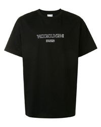 T-shirt girocollo stampata nera e bianca di Wooyoungmi