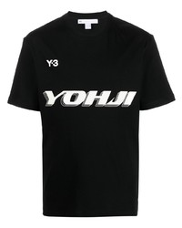 T-shirt girocollo stampata nera e bianca di Y-3